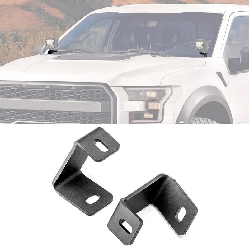 ROMELACK Hood Hinge Mount Brackets Ditch Light Bar Bracket Compatible with Ford F150 2015-2023 Fit Raptor 2017-2023(No Drilling) - Image 1